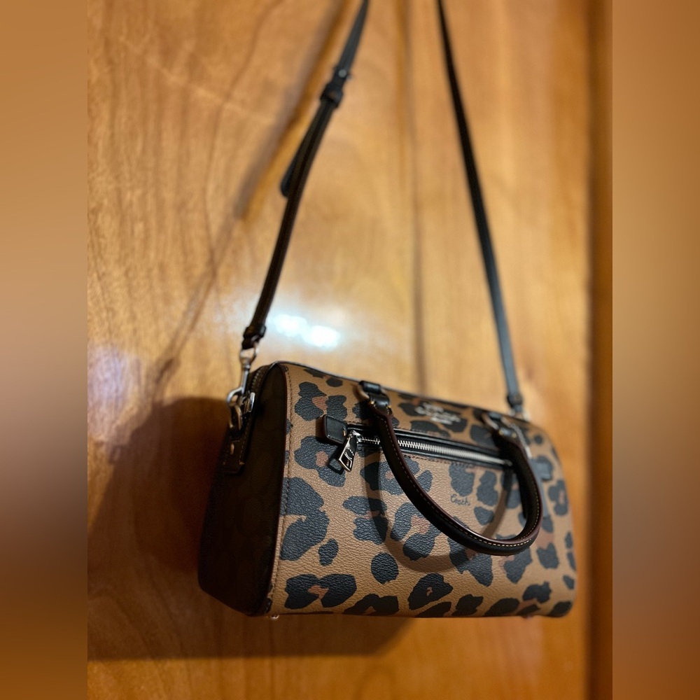 Coach, Rowan Satchel In Signature Canvas With Leopard Print - Picture 13 of 14